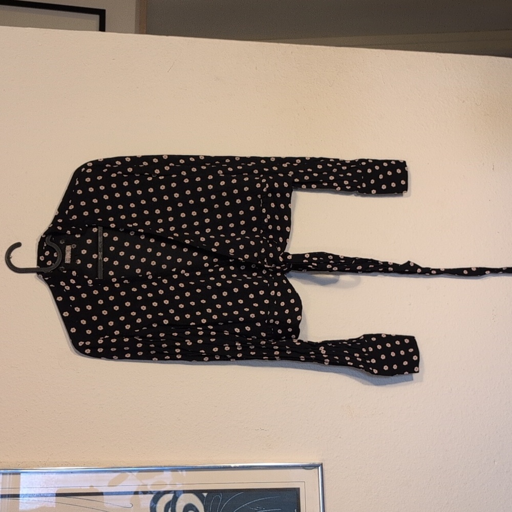 Black Floral Reformation Wrap Top